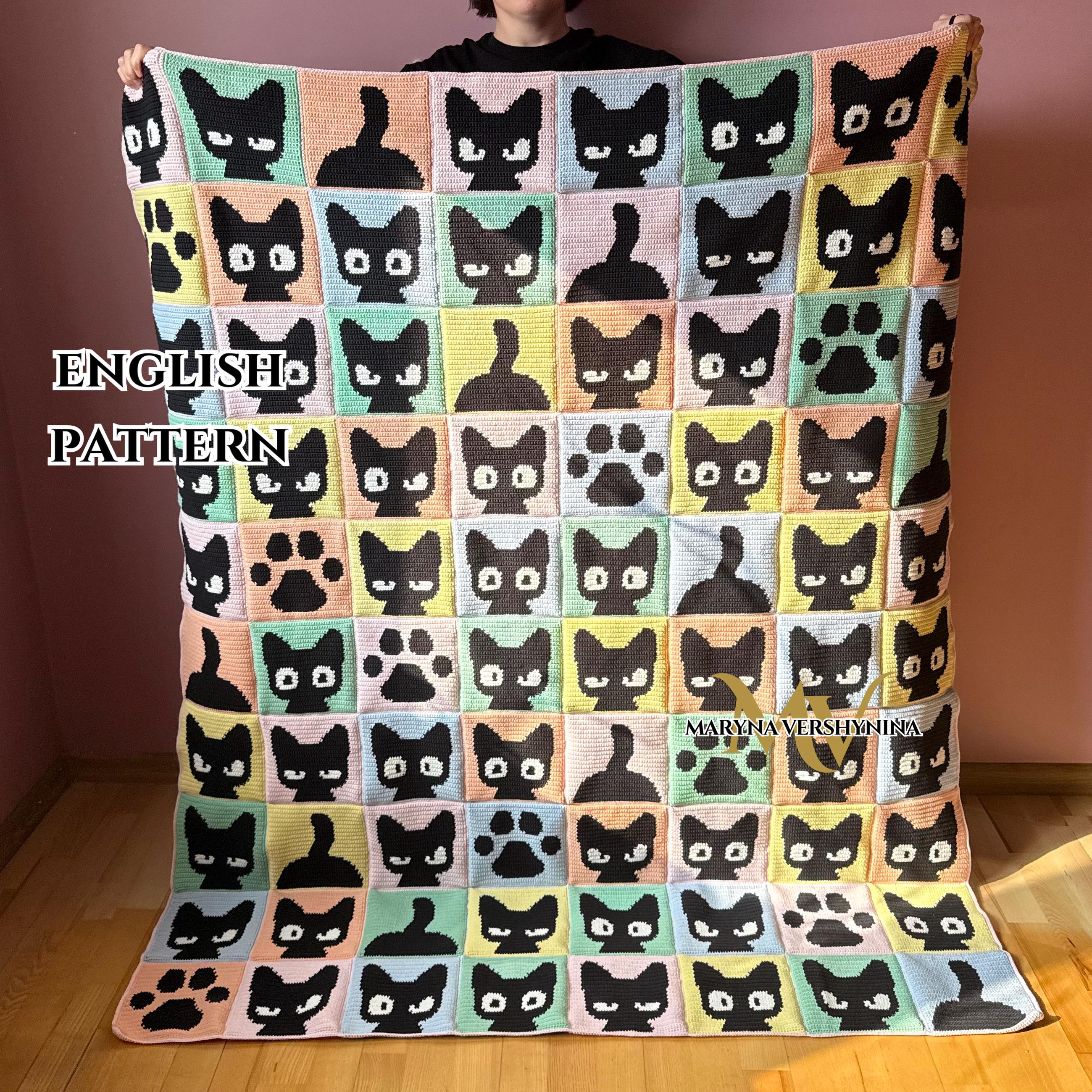 30 Cat Blanket Crochet Patterns: Cozy, Graphic, and Granny-Square Designs 20 Cute Black Cat Blanket Crochet Pattern