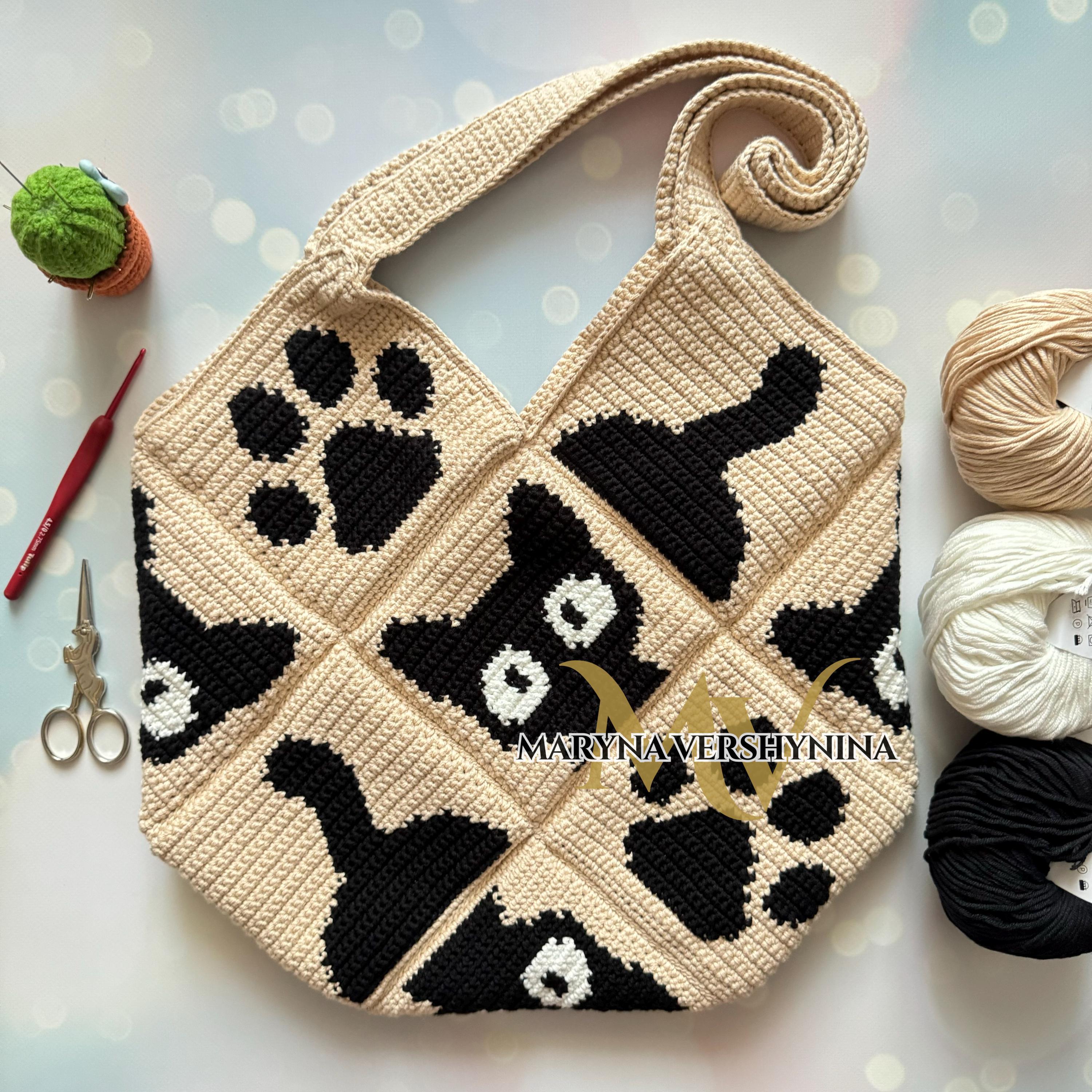 Crochet Cat Bag Pattern: Paw & Tail Tote (PDF Pattern) - Etsy