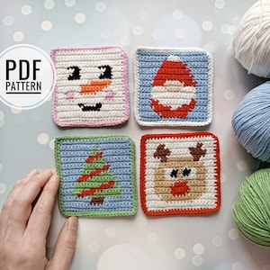 Crochet Christmas Coaster Pattern: Holiday Characters (PDF Pattern)