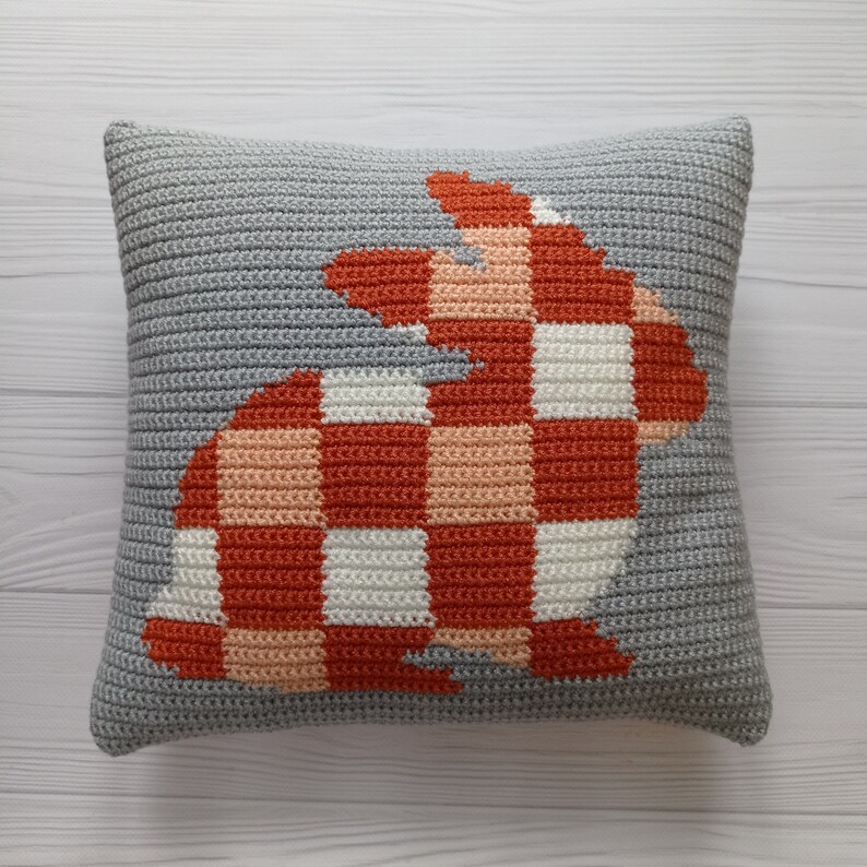 Crochet Pillow Pattern, Easter Crochet Pattern, Crochet Cushion, Crochet Bunny Pattern Pillow, pdf pattern, Crochet Pattern Throw Pillow image 2