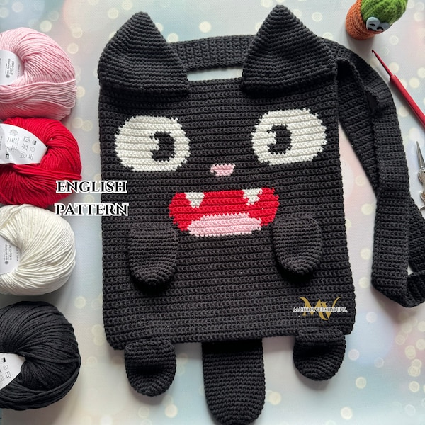 Crochet Black Cat Bag Pattern: Intarsia Design (PDF Pattern)