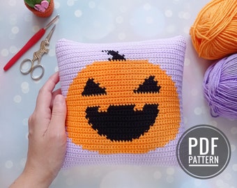 Oreiller au crochet, motif de coussin au crochet, motif de citrouille au crochet, motif au crochet d'Halloween