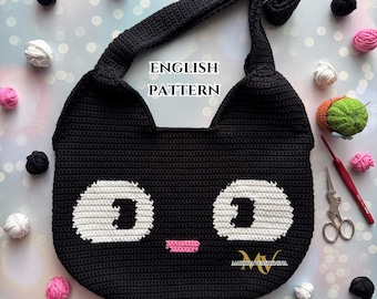 Black Cat Crochet Bag Pattern: Intarsia Tote (PDF Pattern)
