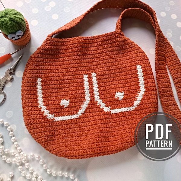 Crochet Bag Pattern, Crochet Purse Pattern, Crochet Breast Pattern, Intarsia Crochet