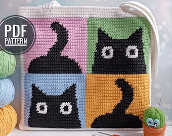 Häkeln Katze Muster, Häkeln Tasche Muster, Häkeln Tasche Muster, Intarsia Crochet