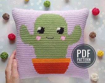 Crochet Pattern Pillow, Crochet Cushion Pattern, Crochet Cactus Pattern