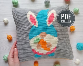 Crochet Pillow Pattern, Easter Crochet Pattern, Crochet Cushion, Crochet Gnome Pillow, pdf pattern, Crochet Pattern Throw Pillow