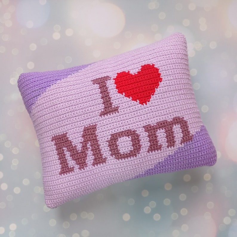 Crochet Pillow Pattern: I Heart Mom Design (PDF Pattern) image 6