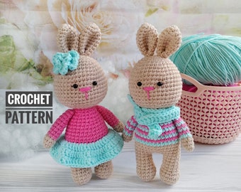 Bunny Crochet Pattern, Crochet Doll Diy, Crochet Animal Pattern, Amigurumi Pattern