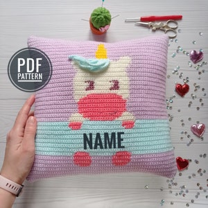 Crochet Pillow Pattern, Crochet Cushion, Crochet Unicorn Pattern, Throw Pillow Crochet Pattern