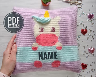 Crochet Pillow Pattern, Crochet Cushion, Crochet Unicorn Pattern, Throw Pillow Crochet Pattern