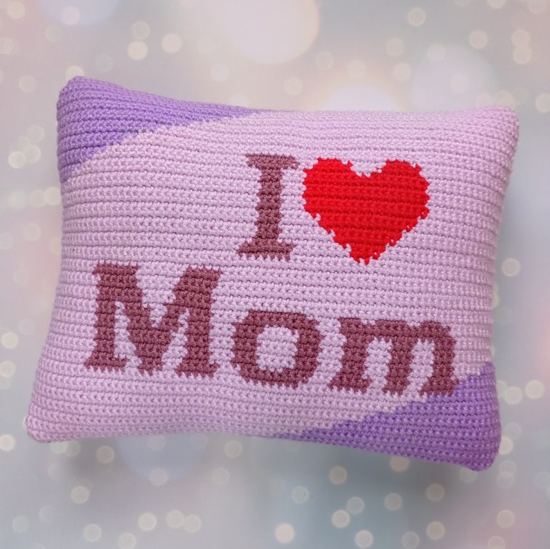 Crochet Pillow Pattern: I Heart Mom Design (PDF Pattern) image 2