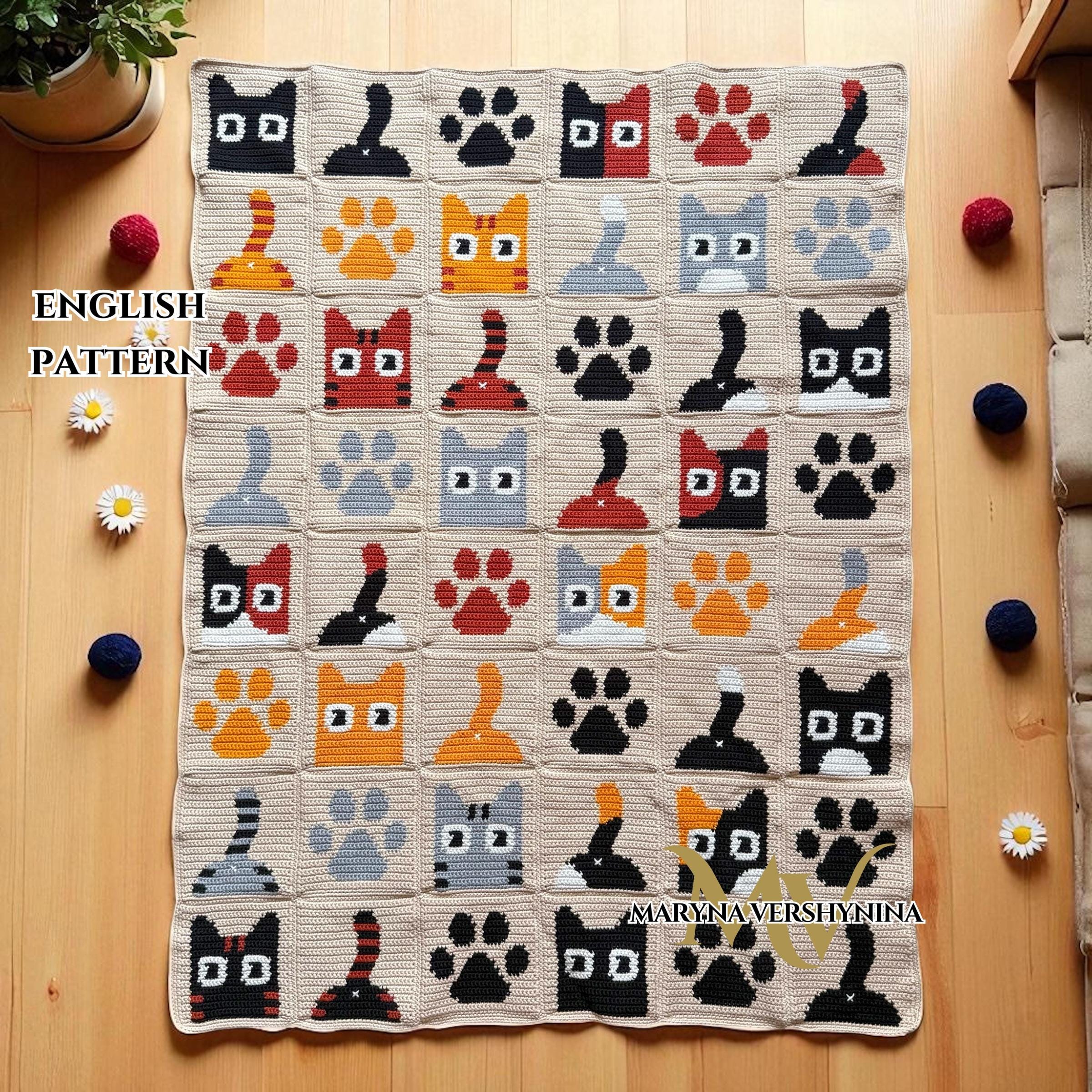 36 Cat Blanket Crochet Patterns: Cozy, Graphic, and Granny-Square Designs 19 Cat Blanket Crochet