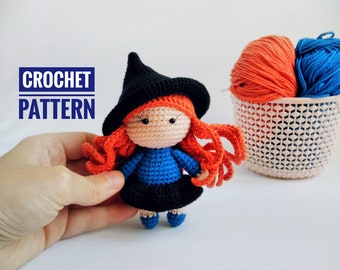 Witch Crochet Pattern, Halloween Doll Diy, Crochet Doll Pattern