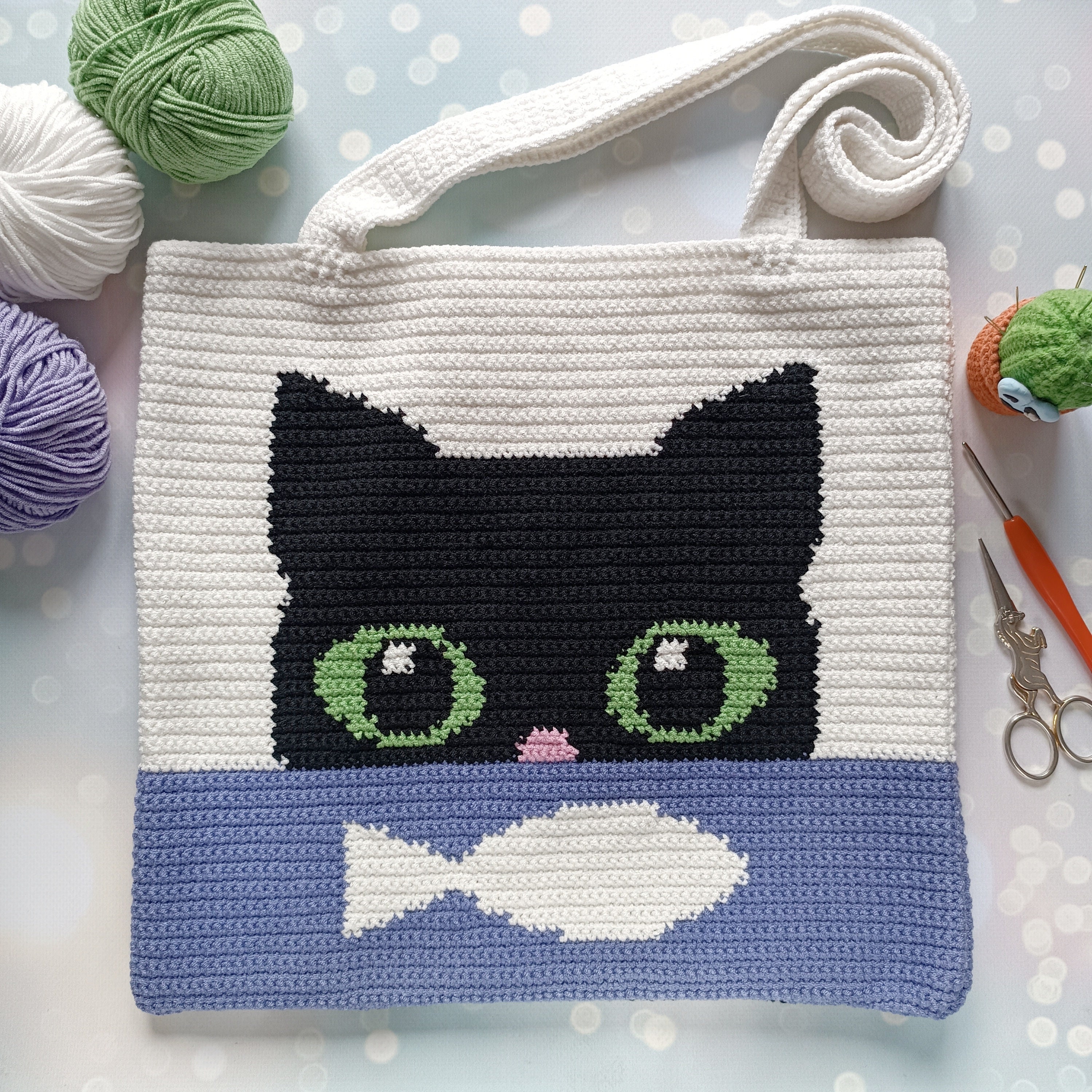 Crochet Cat Pattern Crochet Bag Pattern Crochet Tote Bag Pattern