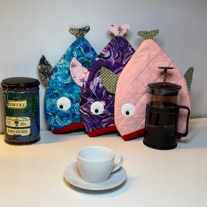 Coffee Pot Warmer for up to 1 liter French Press Pot, Handcrafted Fish Design Cozy, Cafetiere Sleeve, Fish Lover Decor, Fisherman's Gift