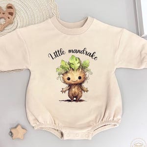 Sudadera con capucha para bebé Little Mandrake, mono de mandrágora, mono de mago mágico, conjunto de manga larga para bebé, regalo para recién nacido, regalo para baby shower