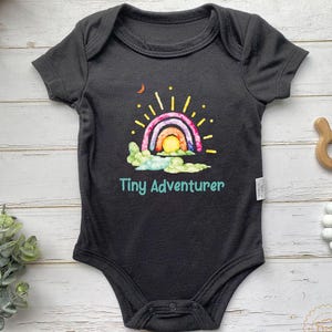 Infant One - piece with Tiny Adventurer Theme， Adventure Baby Bodysuit, Sunrise Baby Bodysuit, Toddler Shirt, Baby Shower Gift，Newborn Gift