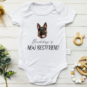 Personalized Pet Portrait Baby Bodysuit,Baby Bodysuit with Dog Cat Picture,Baby Announcement,New sibling,New best friend,Newborn Gift!
