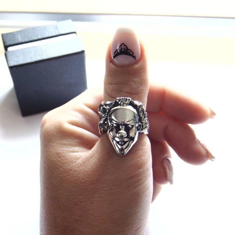 Clown Rings Retro Personality Rings Male And Female Personality Thai Silver Rings Index Finger Ring Clown Mask Ring Smiling Clown Rings