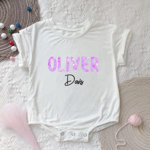 Personalized Name Baby Bubble Romper,Baby Girl Romper,Flower T-Shirt Bubble Romper,Floral Girl Outfit,Baby Shower Gift,Newborn Gift