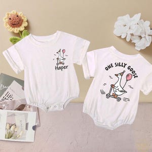 Personlized Silly Goose Name Baby Bubble Romper,Funny  One Silly Goose Baby Romper,Baby Summer Outfit,Baby Shower Gift,Baby Newborn Gift