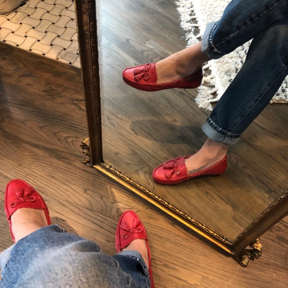 Red Coach Tassel Olympia Loafers