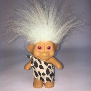 Vintage Russ Caveman Troll Doll White Hair