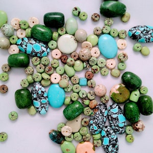 Green and Blue Assorted Magnesite Beads | Bead Grab Bag | 60 Loose Beads | Magnesite Beads | Beads for Jewelry Making