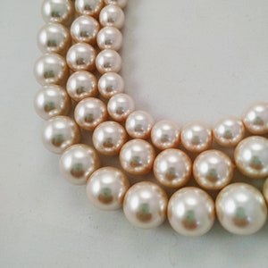 Baby PinkRound Glass Pearl Strand | Pink Beads | 10mm 12mm 14mm | Full Strand | Jewelry Making Supplies