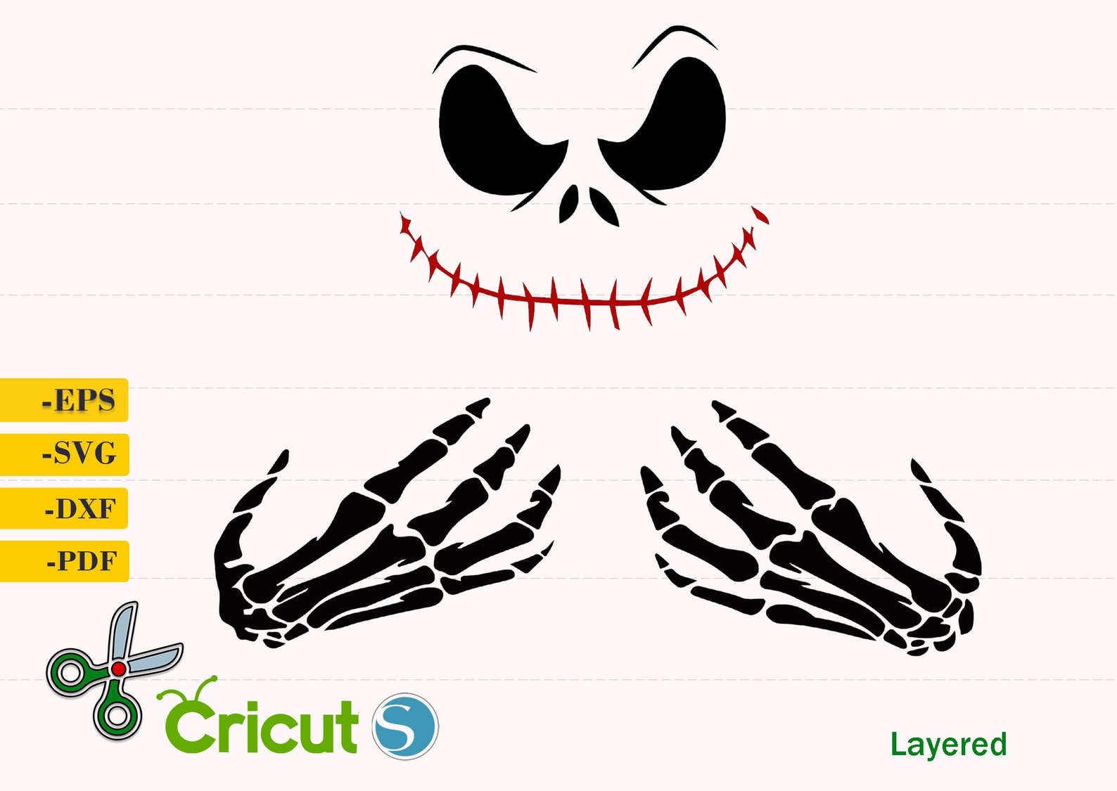 Halloween Jack face Hand Skeleton svg Nightmare Before Etsy