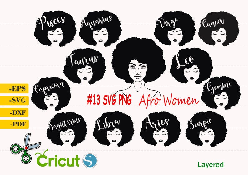 Download Afro Women svg Afro Woman Bundle Zodiac signs Svg African ...