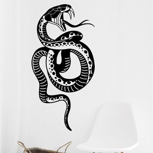 Art mural serpent en vinyle, sticker, autocollant, transfert, mural, amovible, décoration, facile à louer, intérieur, extérieur, mur complet - 0823