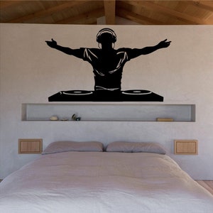 DJ Vinyl Wall Art, Decal, Sticker, Transfer, Mural, Removable, Decoration, Rent Friendly, Interior, Exterior, - 0791