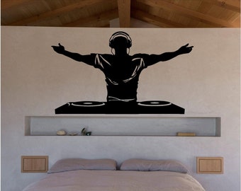 DJ Vinyl Wall Art, Decal, Sticker, Transfer, Mural, Removable, Decoration, Rent Friendly, Interior, Exterior, - 0791