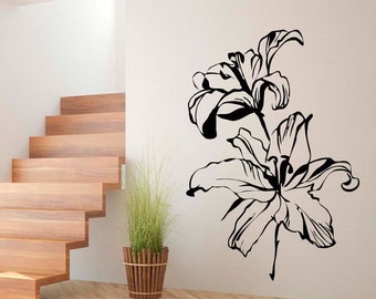 Magníficos lirios abiertos vinilo pared arte, calcomanía, pegatina, transferencia, mural, decoración, alquiler amigable, interior, exterior, pared completa extraíble, - 0422