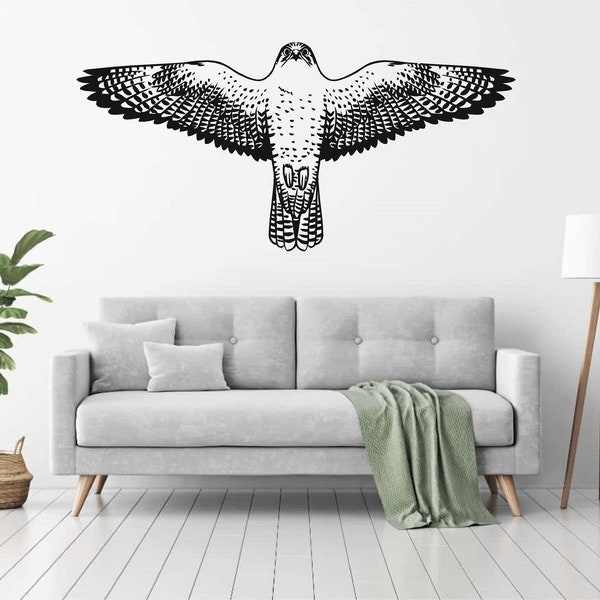 Falcon Bird Vinyl Wandkunst, Aufkleber, Aufkleber, Transfer, Wandbild, Dekor, Mietfreundlich, Innen, Außen, Volle Wand abnehmbar, - 0712