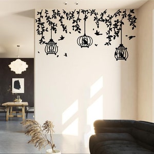 Vogel im Baum - 0708 Vinyl Wandkunst, Aufkleber, Aufkleber, Transfer, Wandbild, Dekor, Mietfreundlich, Innen, Außen, Volle Wand abnehmbar,