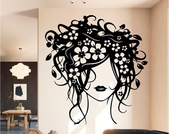 Beautiful Floral Mind Vinyl Wall Art, Decal, Sticker, Transfer, Mural, Decor, Rent Friendly, Interior, Exterior, Full Wall Removable, - 0288