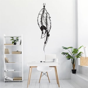 Feather Vinyl Wall Art, Decal, Sticker, Transfer, Mural, Removable, Decoration, Interior, Exterior, Peel and Stick, Full Wall - 0882