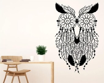 Mandala Owl Vinyl Wall Art, Decal, Sticker, Transfer, Mural, Removable, Decoration, Interior, Exterior, Peel and Stick, Full Wall - 0897