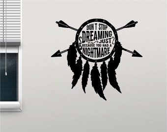Don't Stop Dreaming Vinyl Wall Art, Decal, Sticker, Transfer, Mural, Removable, Decoration, Interior, Exterior, Peel and Stick, - 0855