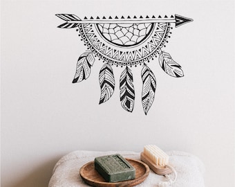 Indian Dream Catcher Vinyl Wall Art, Decal, Sticker, Transfer, Mural, Removable, Decoration, Interior, Exterior, Peel and Stick,  - 0887