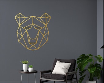 Geometrische Bear Head Wall art, minimalistisch, modern, abstract, sticker, muurschildering, overdracht, Boho -G003, 5 MATEN, 36 KLEUROPTIES