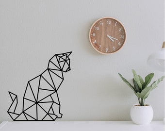 Geometrische sitzende Katze Wandkunst, minimalistisch, modern, abstrakt, Aufkleber, Wandbild, Transfer, Boho -G048 ,5 GRÖSSEN, 36 FARBOPTIONEN