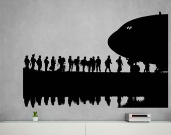Hombres del ejército que van a casa vinilo pared arte, calcomanía, pegatina, transferencia, mural, extraíble, alquiler amigable, interior, exterior, pared completa - 0021