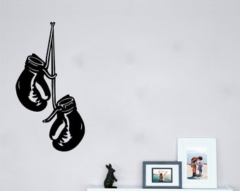 Boxing Gloves Sticker, Vinyl wall art sticker, Transfer, Mural, Stencil, EASY to apply, INSTRUCTIONS included, MATT Finish