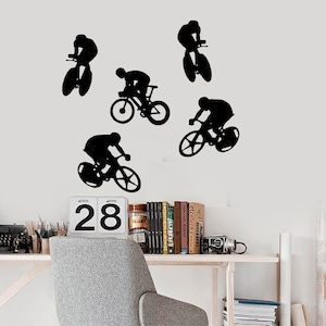 Speed Cyclist&#39;s Sticker, Vinyl wall art sticker, Transfer, Mural, Stencil, EASY to apply, INSTRUCTIONS included, MATT Finish