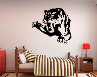 Sabertooth Tiger Vinyl Wall Art, Decal, Sticker, Transfer, Mural, Removable, Decor, Rent Friendly, Interior, Exterior,Full Wall - 0605