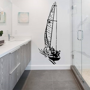 Zeilboot Sticker, Vinyl muur kunst sticker, Transfer, Muurschildering, Stencil, GEMAKKELIJK aan te brengen, INSTRUCTIES inbegrepen, MATT Finish
